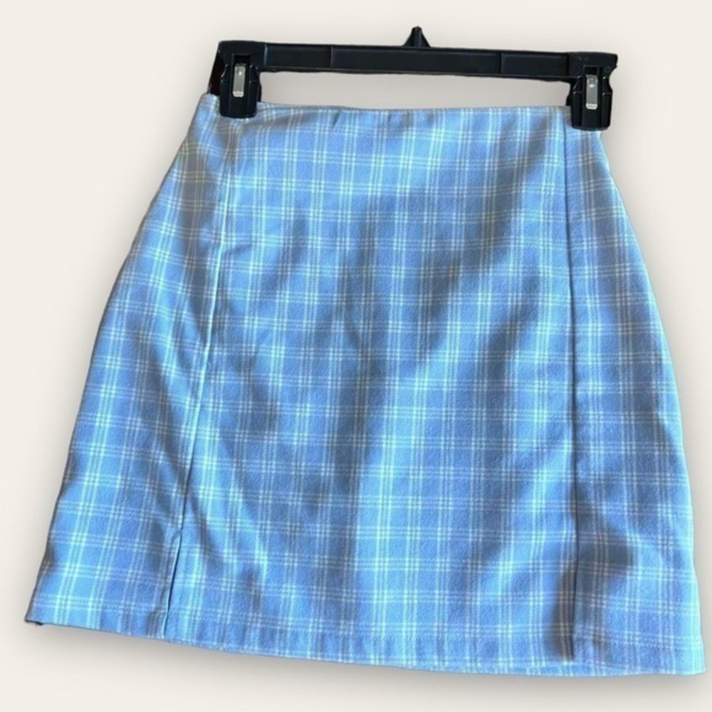 Plaid Brandy Melville Skirt Light Blue Plaid 23”